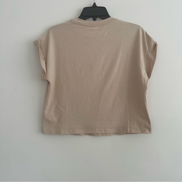 Tankaneo Short Sleeve Cropped T-Shirts Khaki Sz. Medium NWOT - Picture 4 of 5